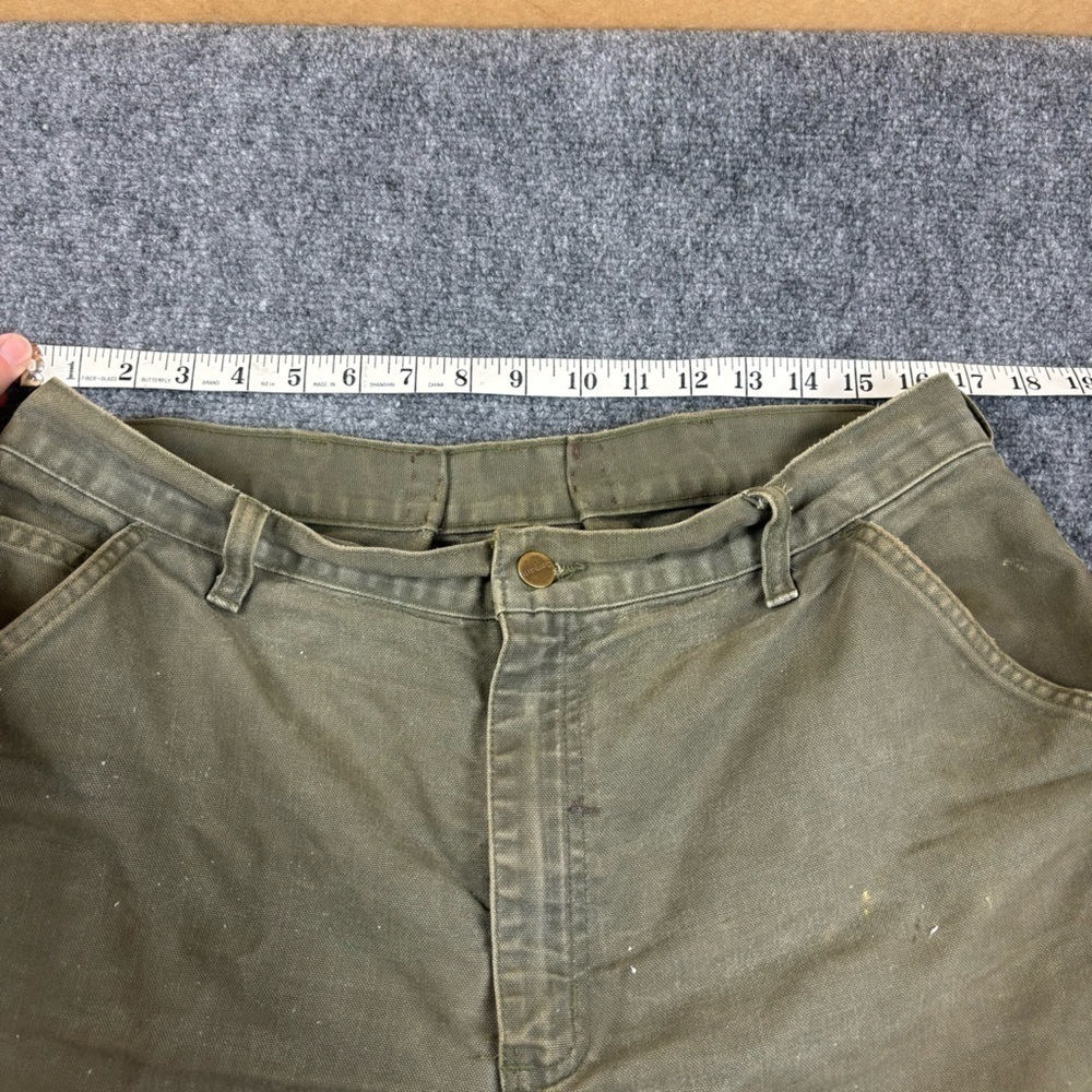 CARHARTT Men’s Grey/green Khaki Utility Cargo Work Pants Worn size: 34 - Picture 7 of 9